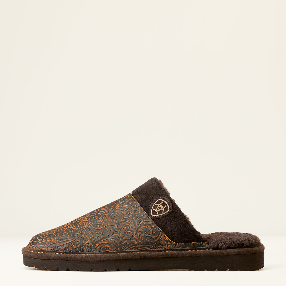 side view of Mens Ariat Slipper Silversmith Embossed Tooling Square Toe