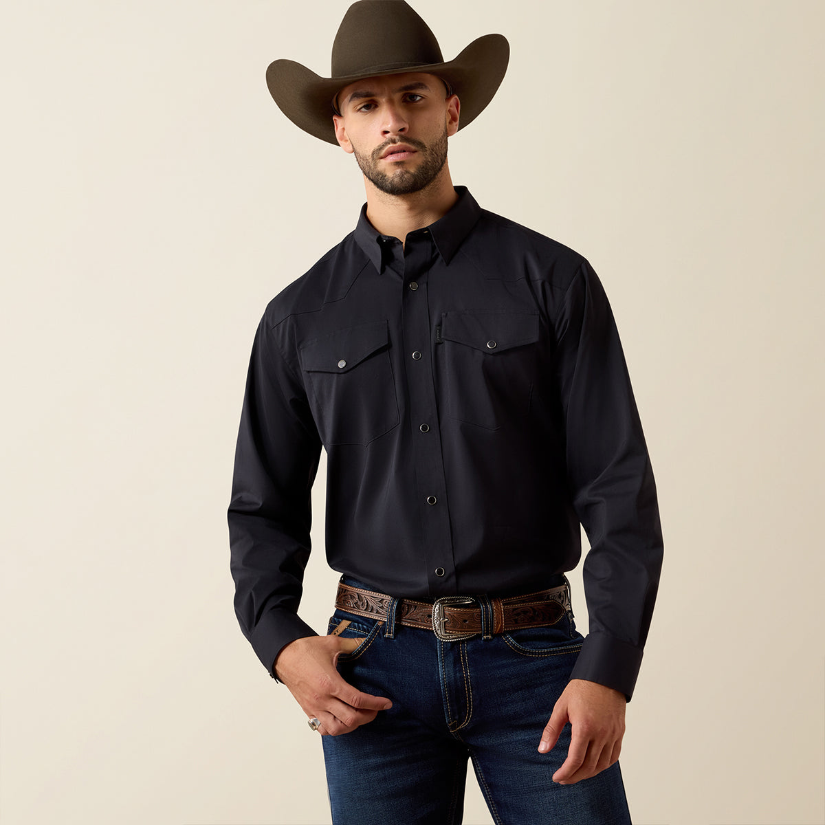 Ariat Men's Everything Black Snap Long Sleeve Shirt