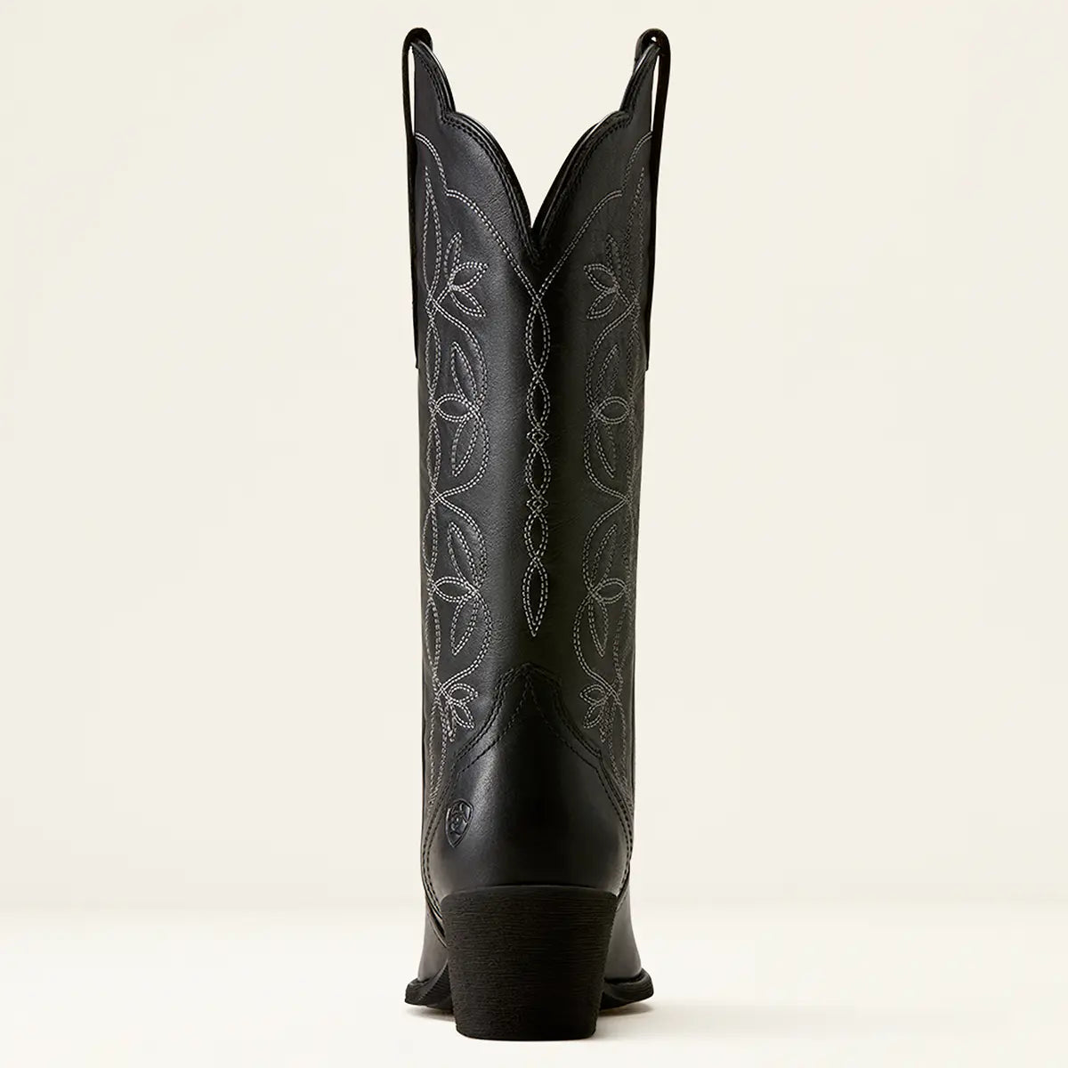 Straight-on rear view of the Ariat Heritage Blossom boot shaft showing the back seam stitching and 2-inch heel profile.