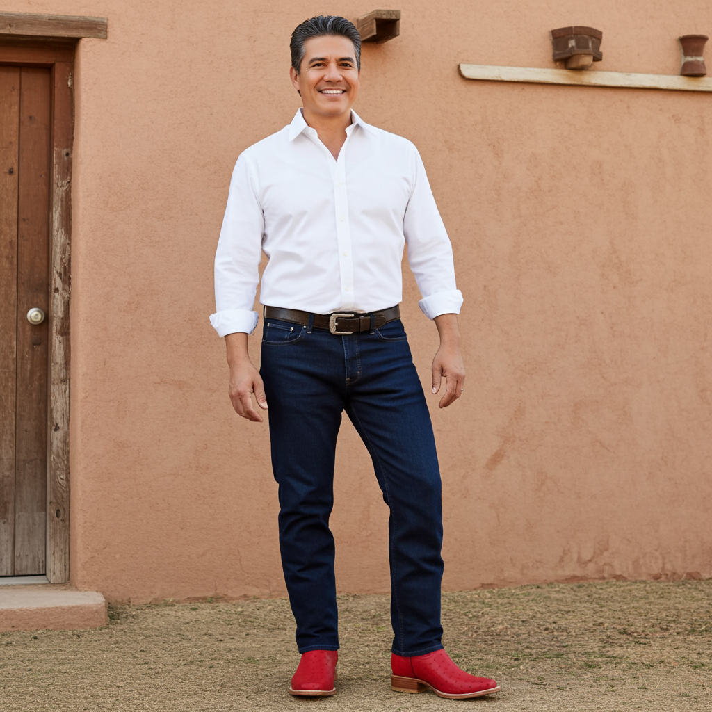 Man wearing red cowboy boots