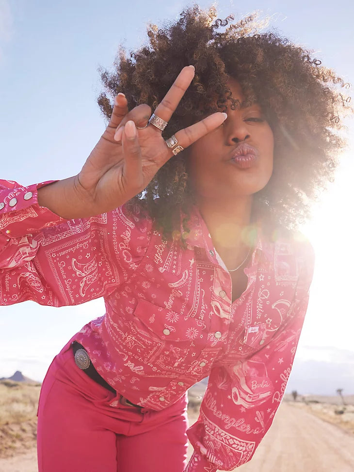Wrangler X Barbie™ Western Balloon Pink Blouse