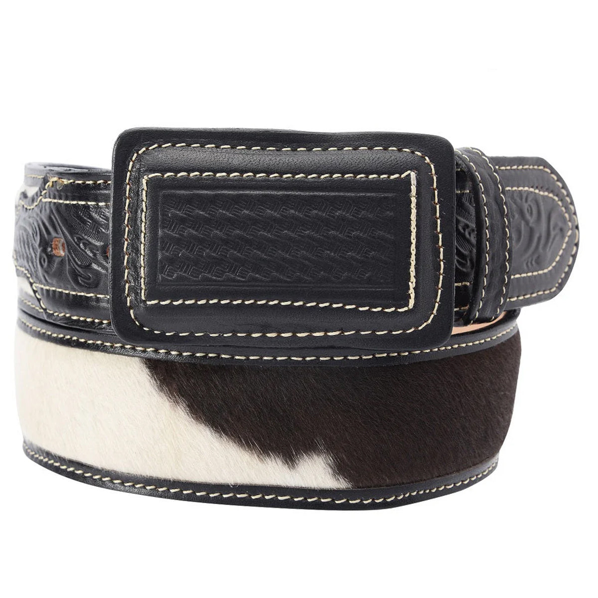 Black hair on‎ hide belt Black Hair-On-Hide Womens Leather Belt: 85 – Domino Style main image 4