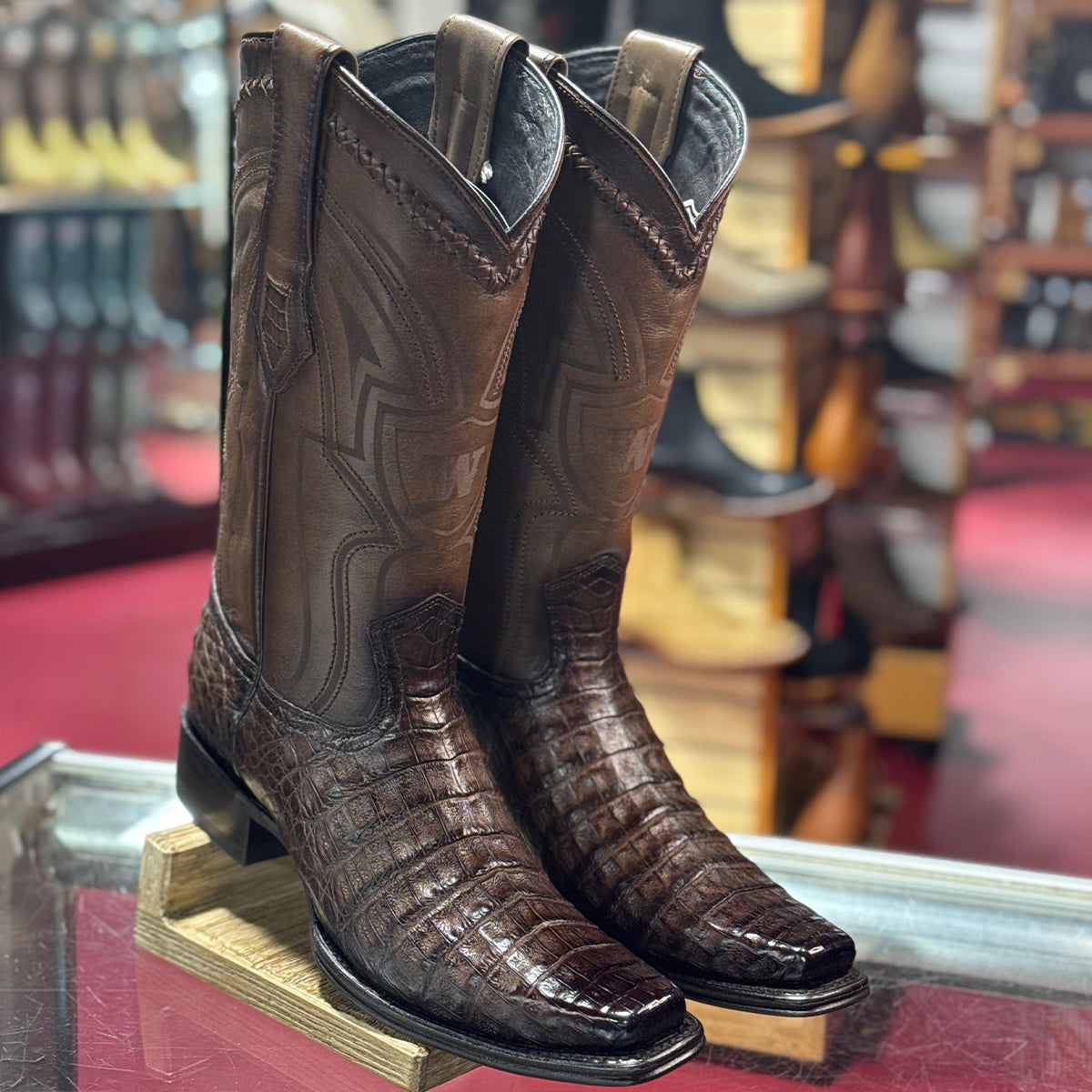 Men's Brown Caiman Western Boots Wild West Boots