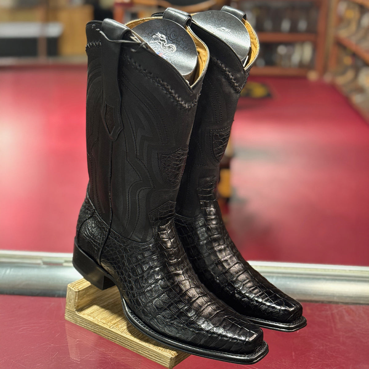 Black Caiman Western Boots
