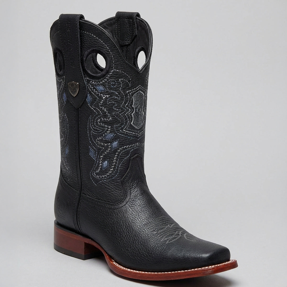 Wild West Men's Black Square Toe Cowboy Boot