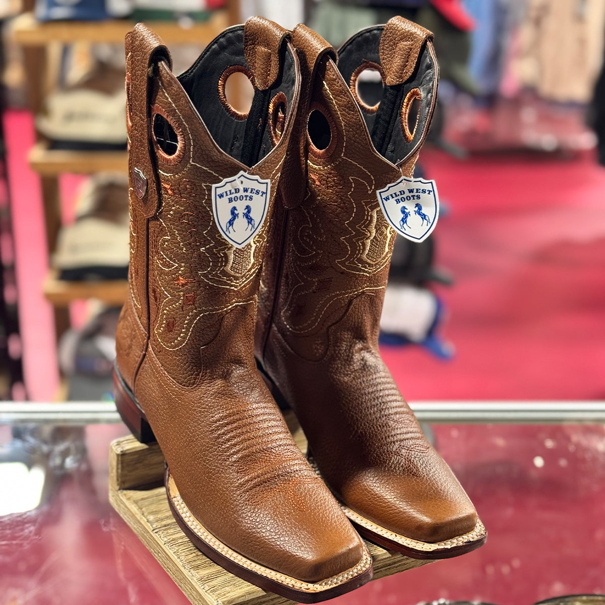 Wild West Men's Honey Brown Square Toe Cowboy Boots