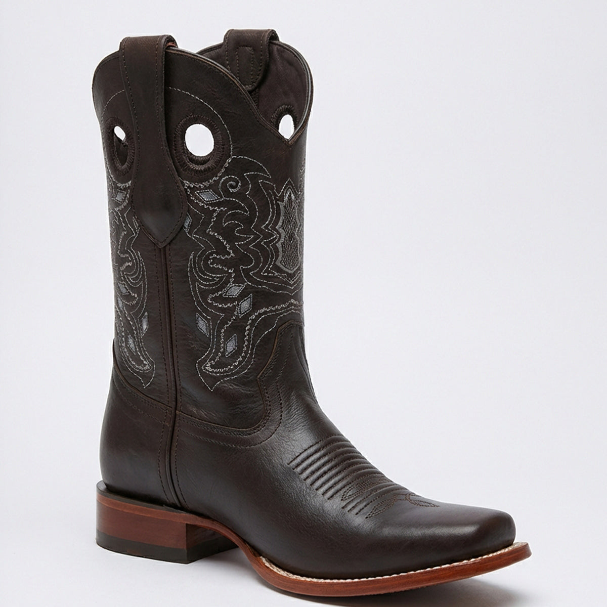 Wild West Men's Black Square Toe Cowboy Boot Pull-Up