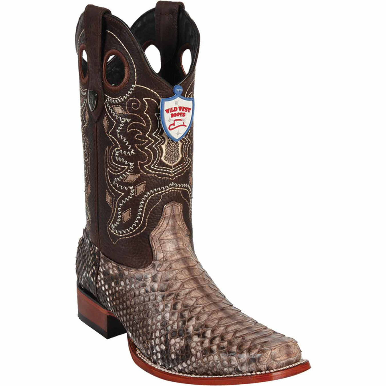 Mens Square Toe Cowboy Boots Snakeskin - Wild West Boots