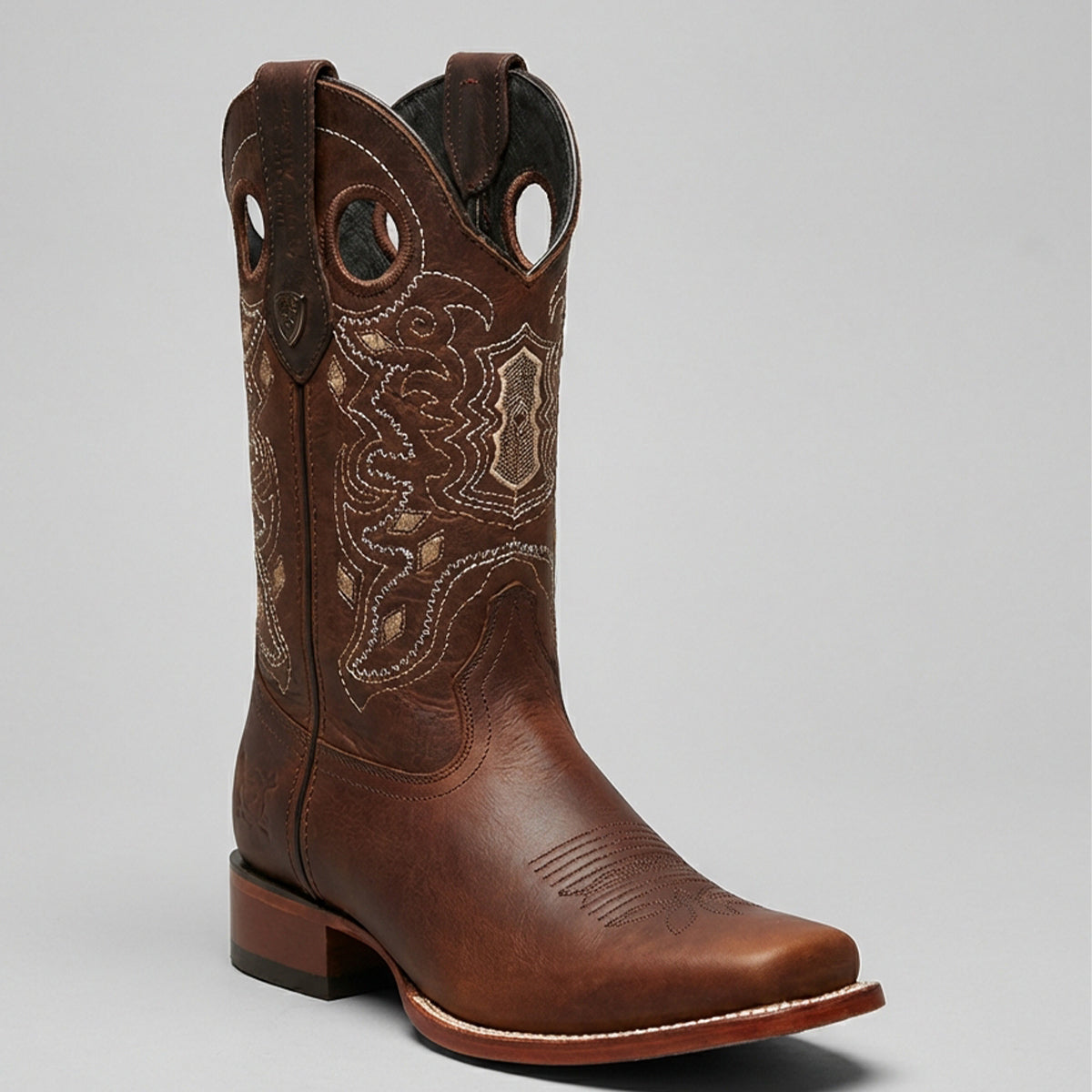 Wild West Men's Walnut Brown Cowboy Boots Rage Finish Square Toe