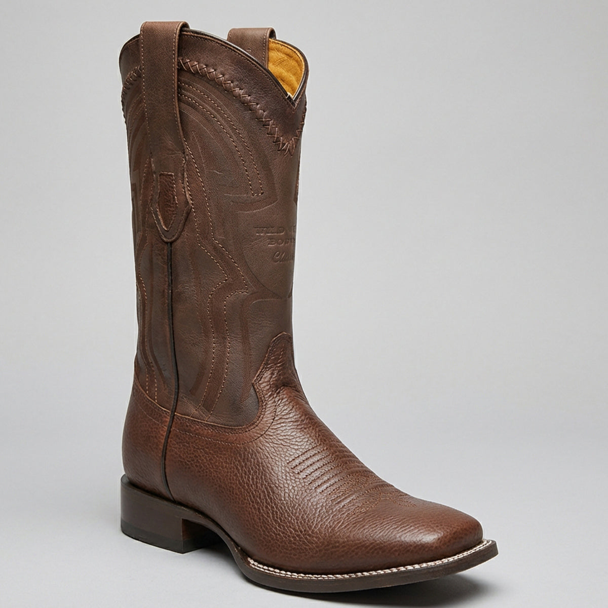 Wild West Men's Grisly Brown Wide Cowboy Boots Square Toe