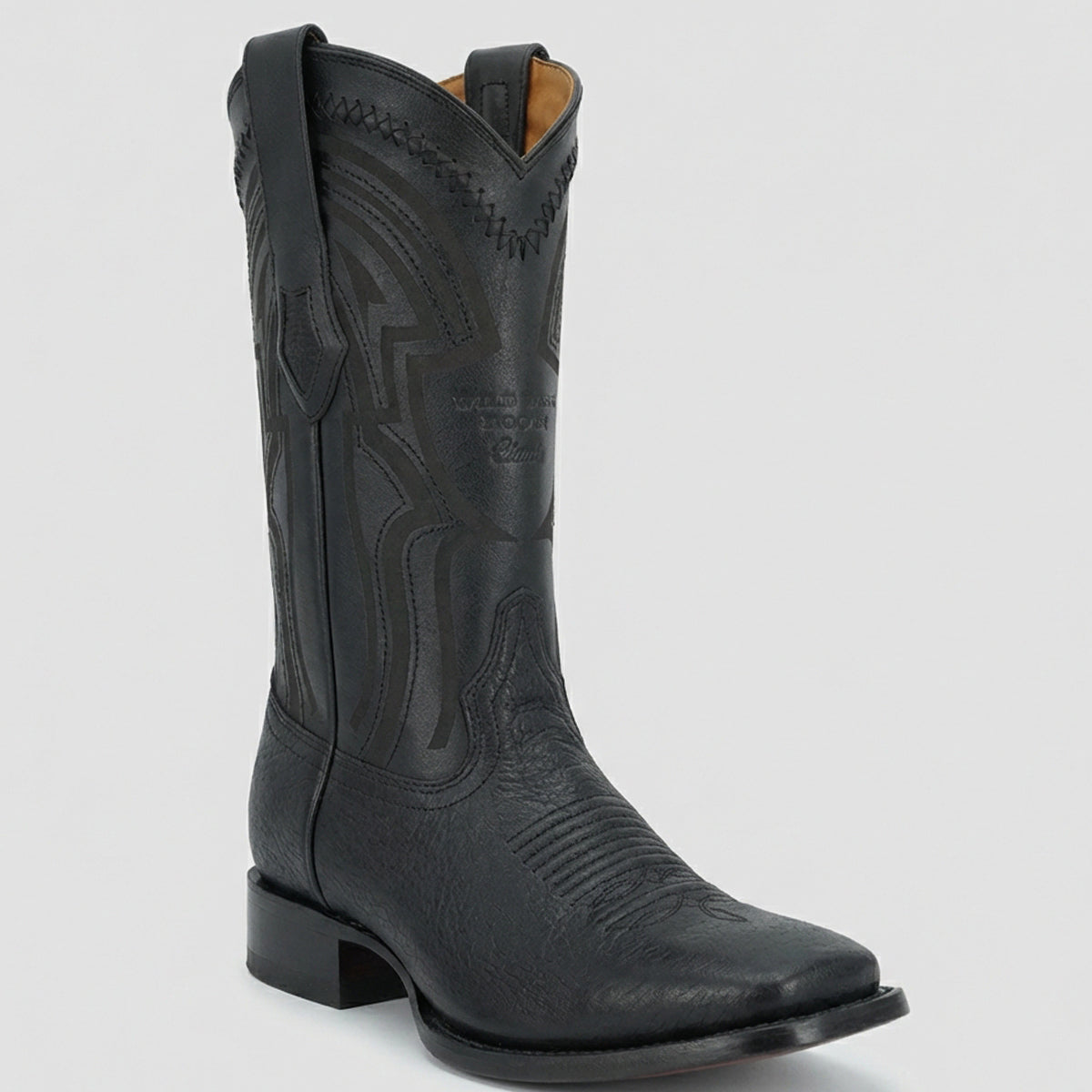 Wild West Men's Bull Shoulder Black Square Toe Cowboy Boot