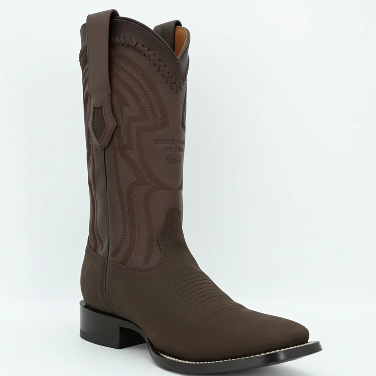 Wild West Nubuck Dark Brown Western Square Toe Boots