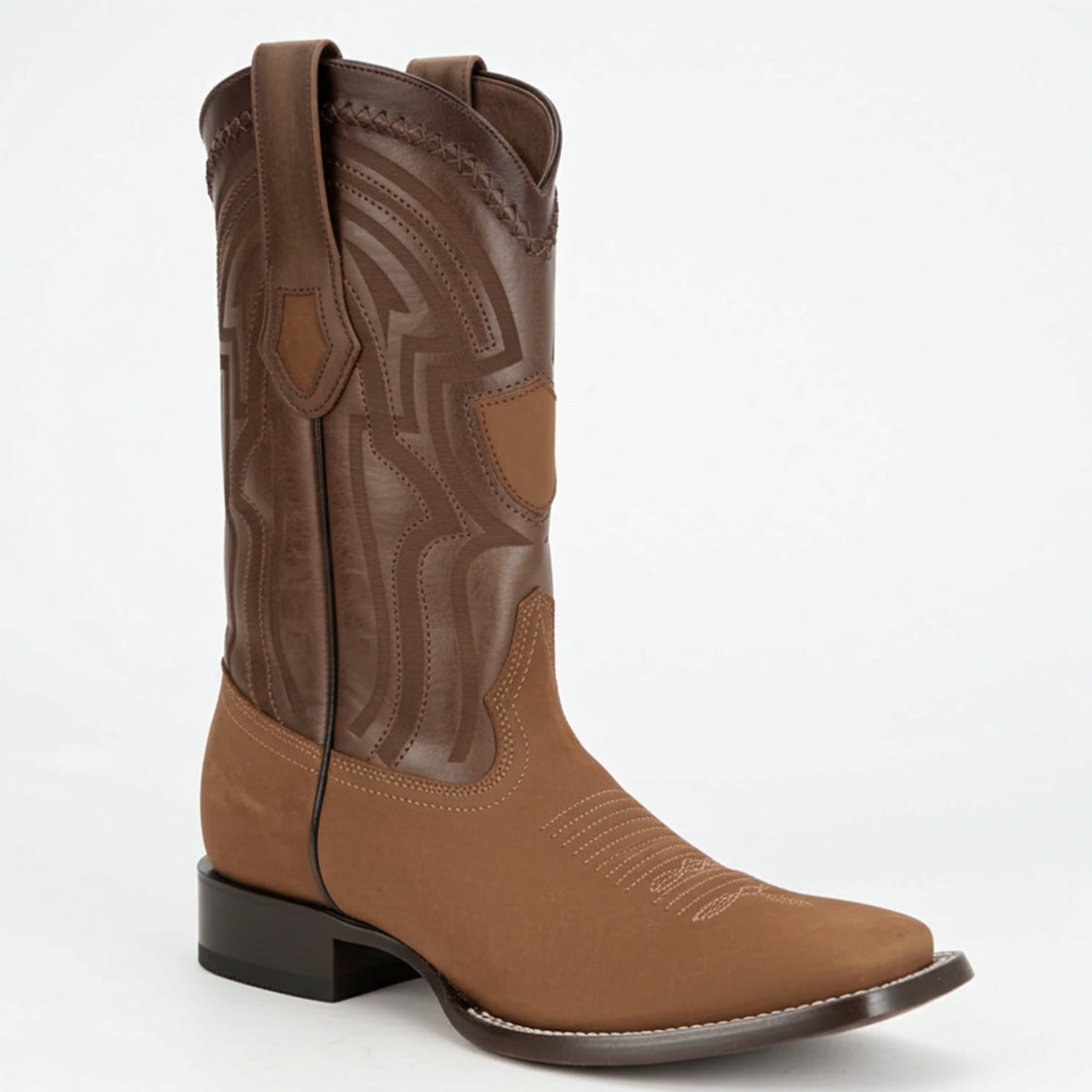 Wild West Nubuck Brown Western Square Toe Boot