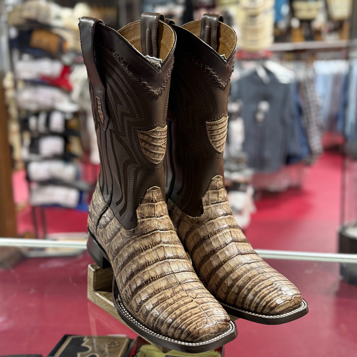 Caiman Square Toe Cowboy Boots