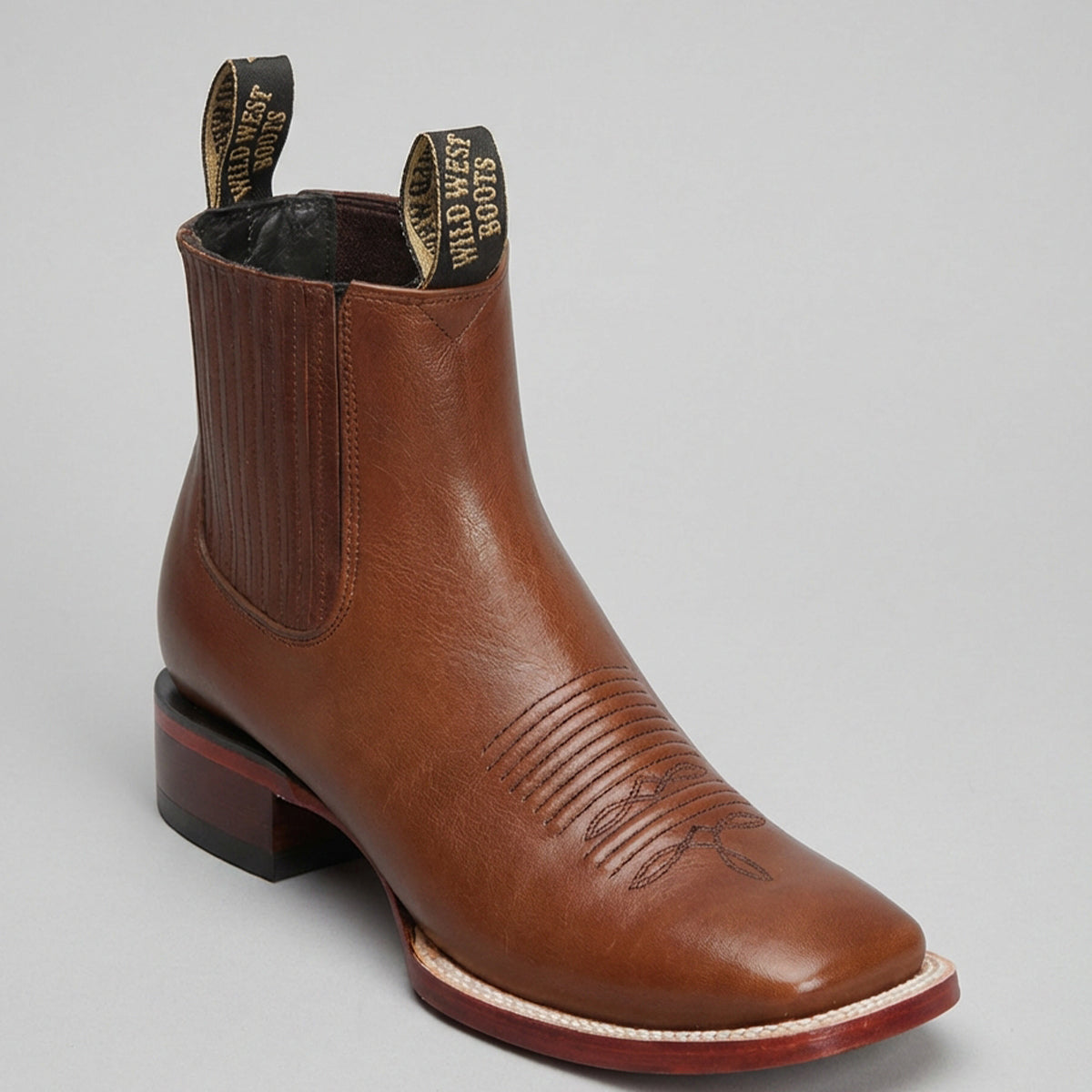 Wild West Men's Brown Short Western Boots Square Toe