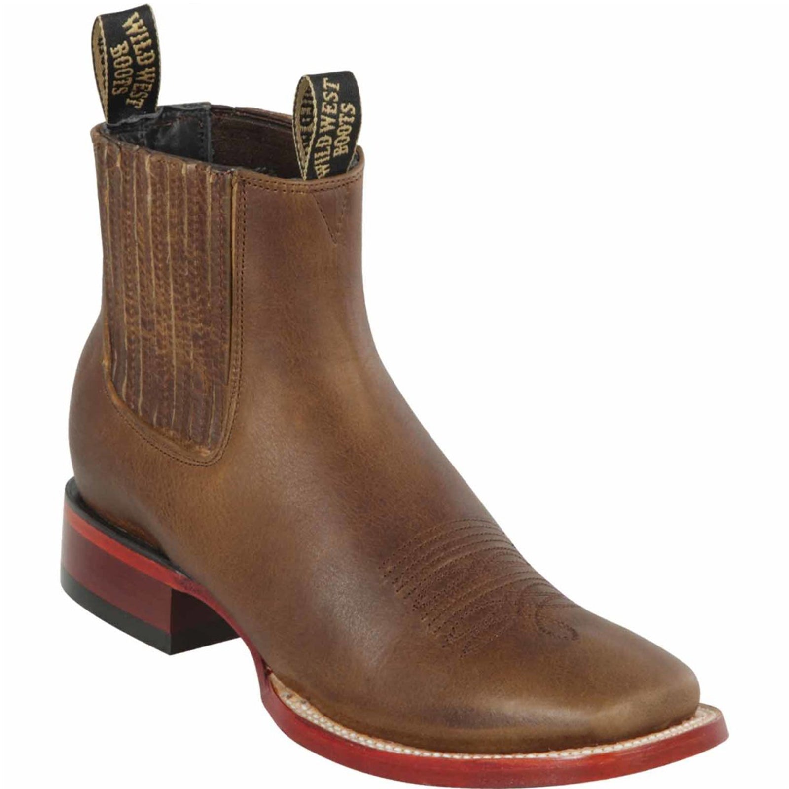 Mens Short Square Toe Boots Dark Honey