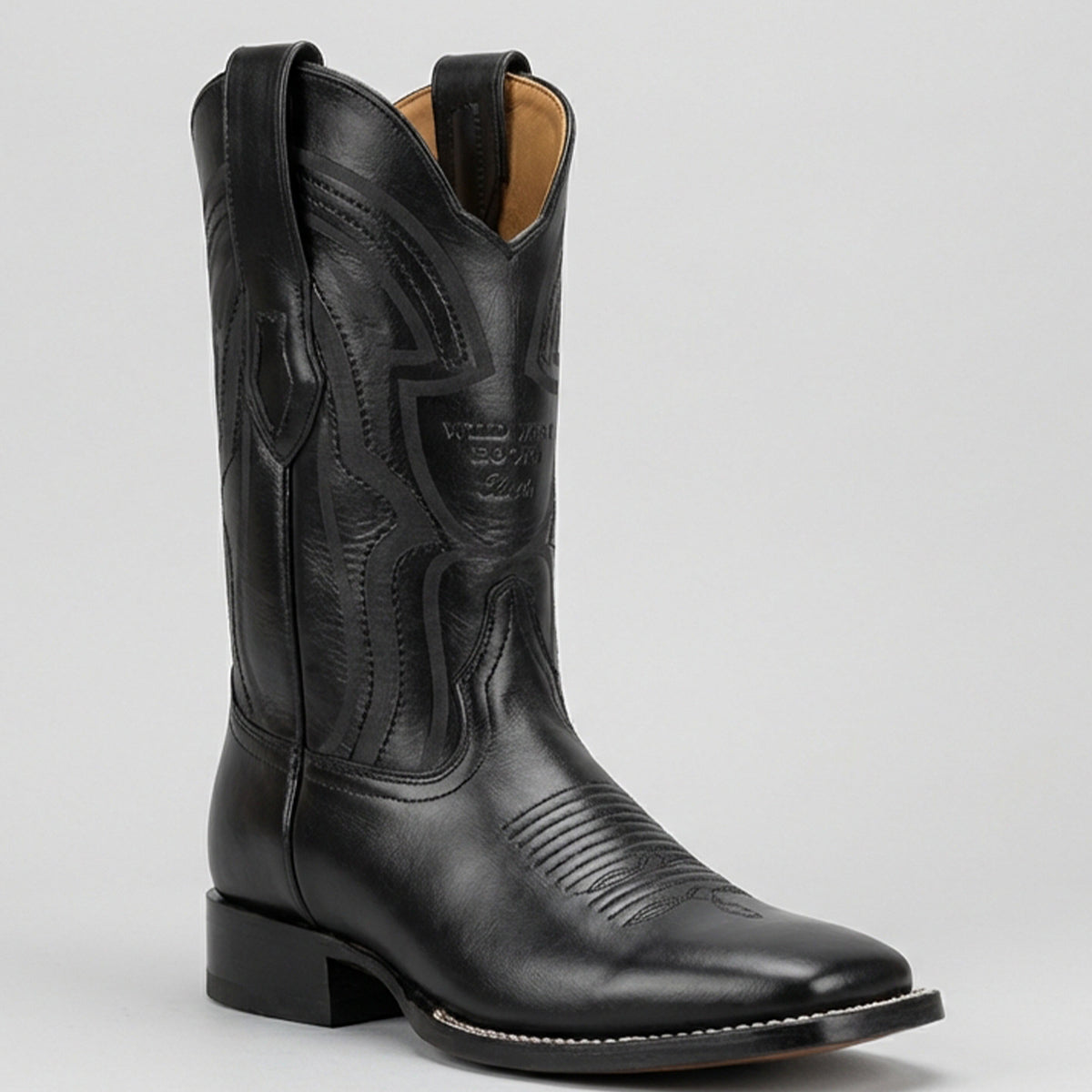 black western dress boots Mens Western Boots Cowboy Dress Black All Real Leather Square Toe Botas Vaquero