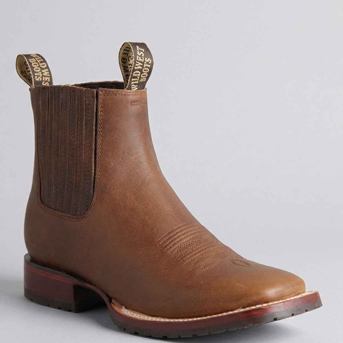 Wild West Men's Walnut Brown Square Toe Chelsea Western Boot