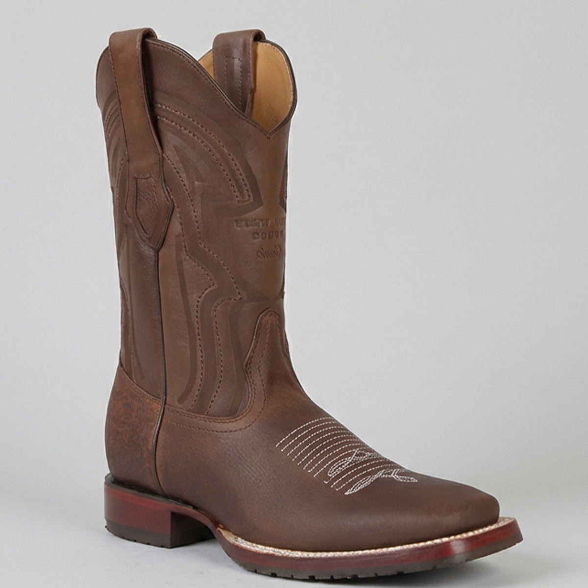 Wild West Men's Walnut Brown Wide Square Toe Cowboy Boot