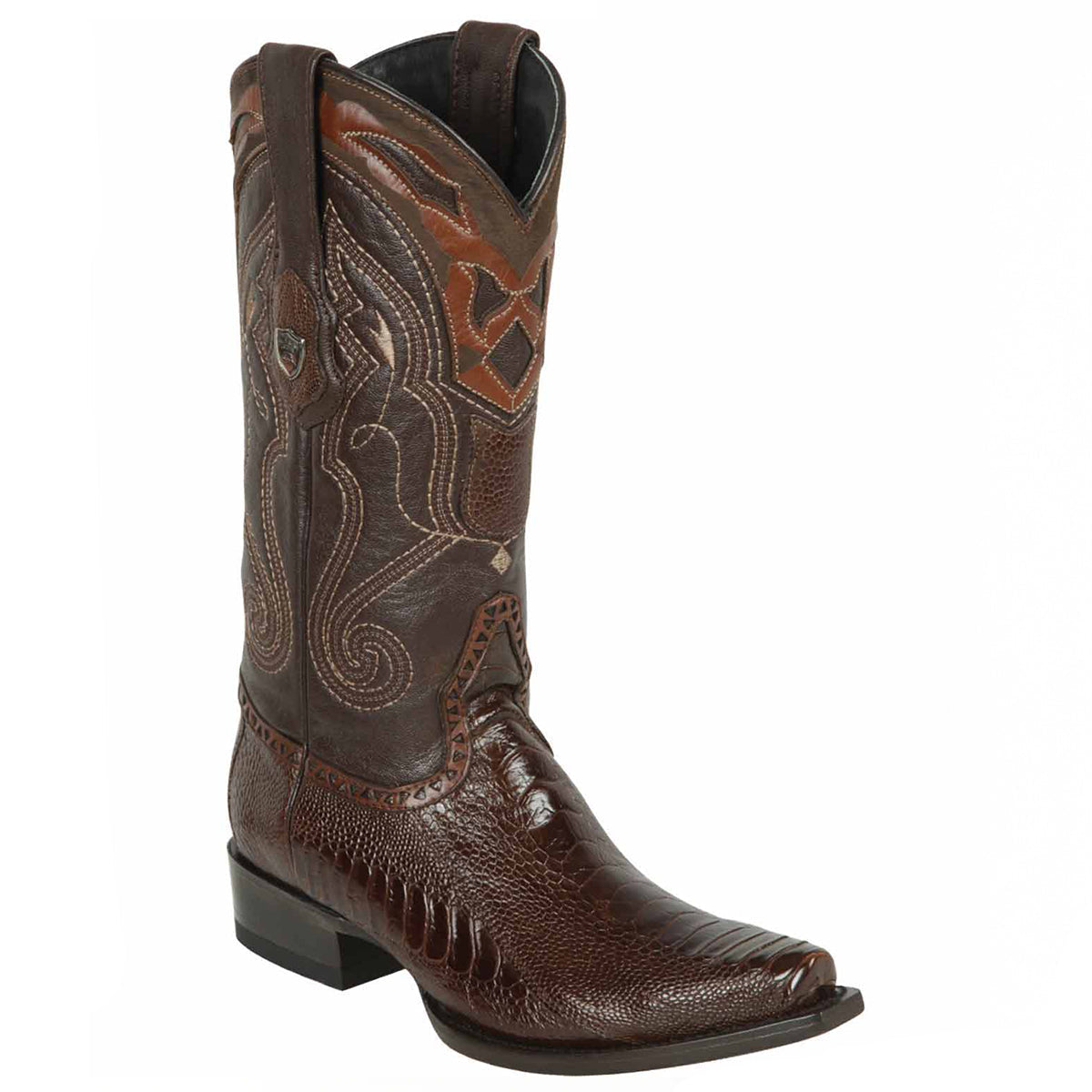 Brown Ostrich Leg Cowboy Boots Men's | Wild West Boots Snip Toe