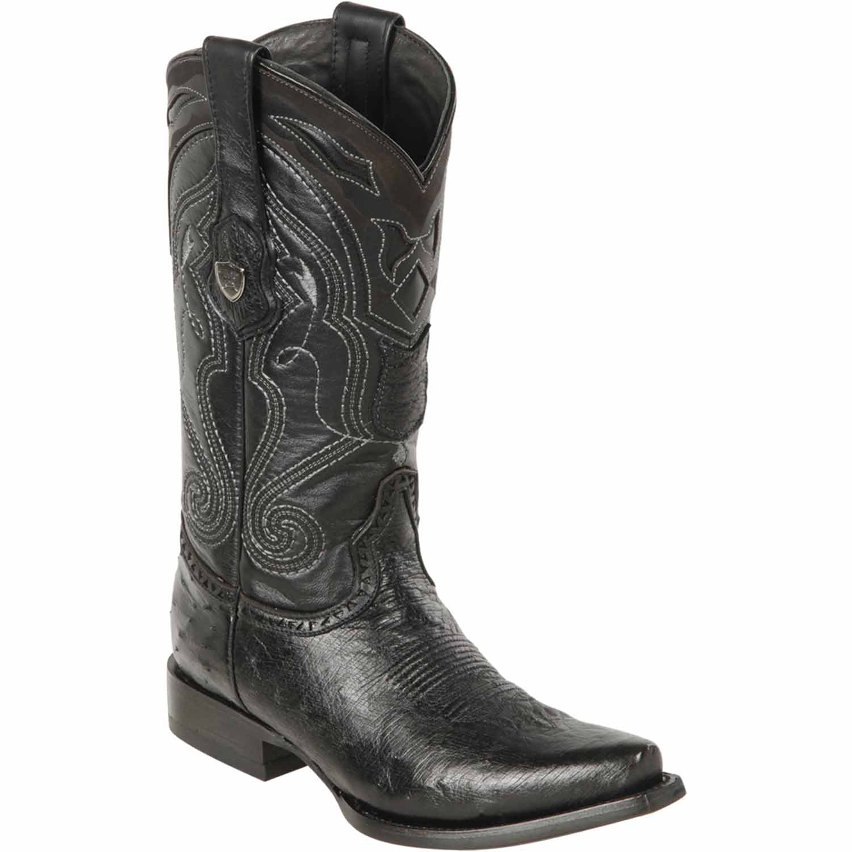 Black Smooth Ostrich Boot Snip Toe