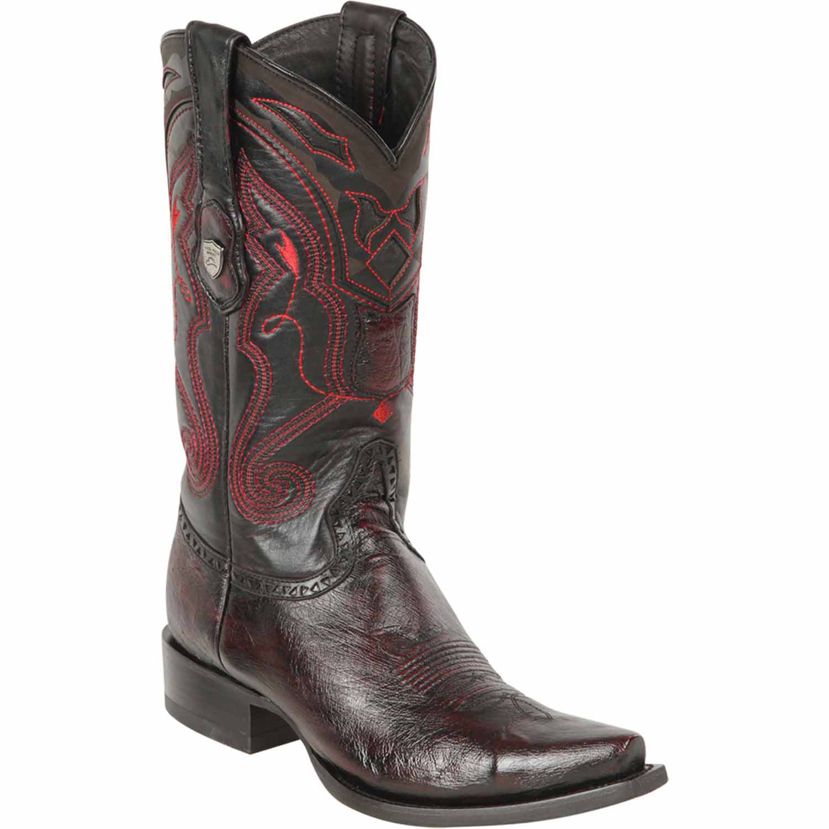 Black Cherry Smooth Ostrich Cowboy Boot Snip Toe