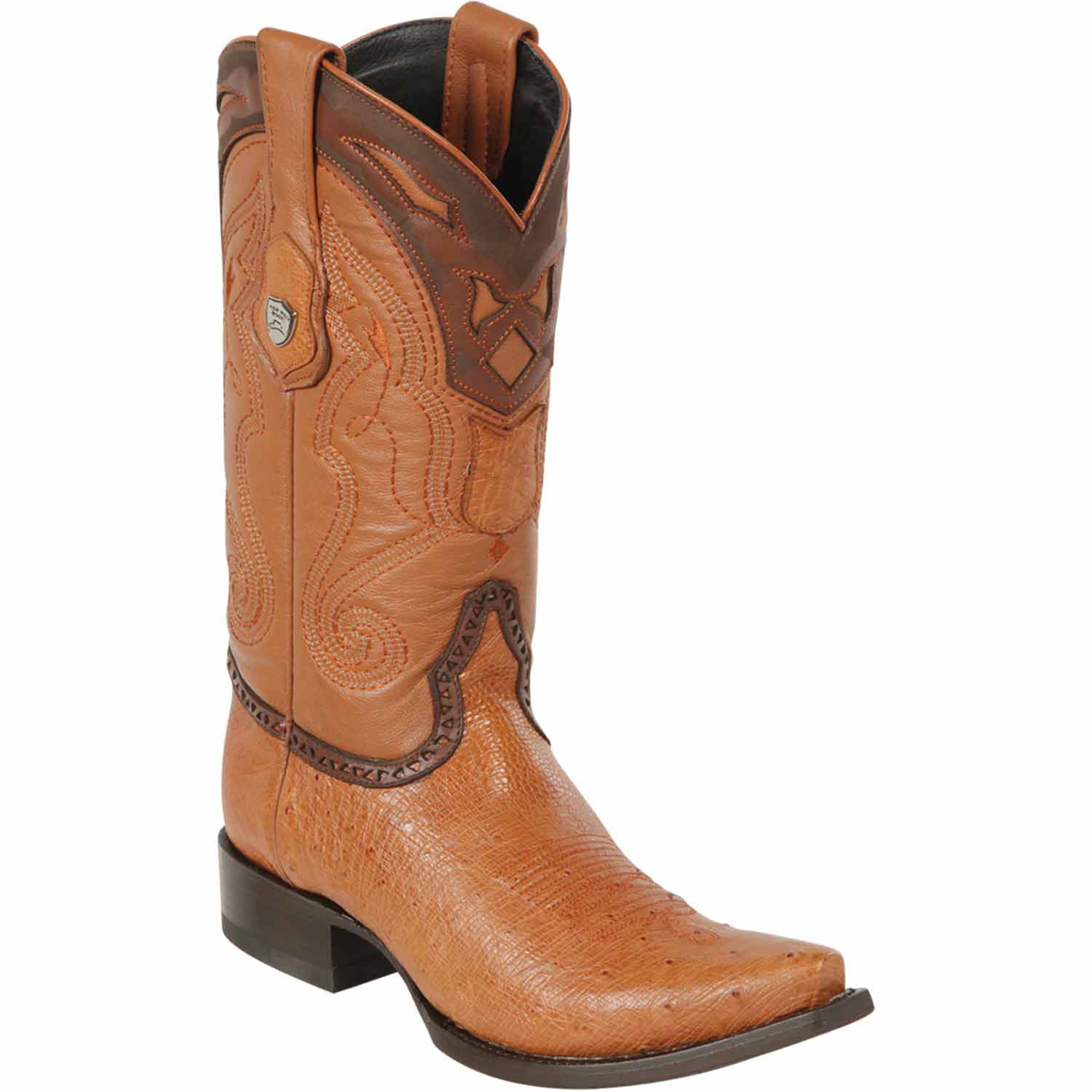 Honey Cowboy Ostrich Boots Snip Toe - Wild West Boots
