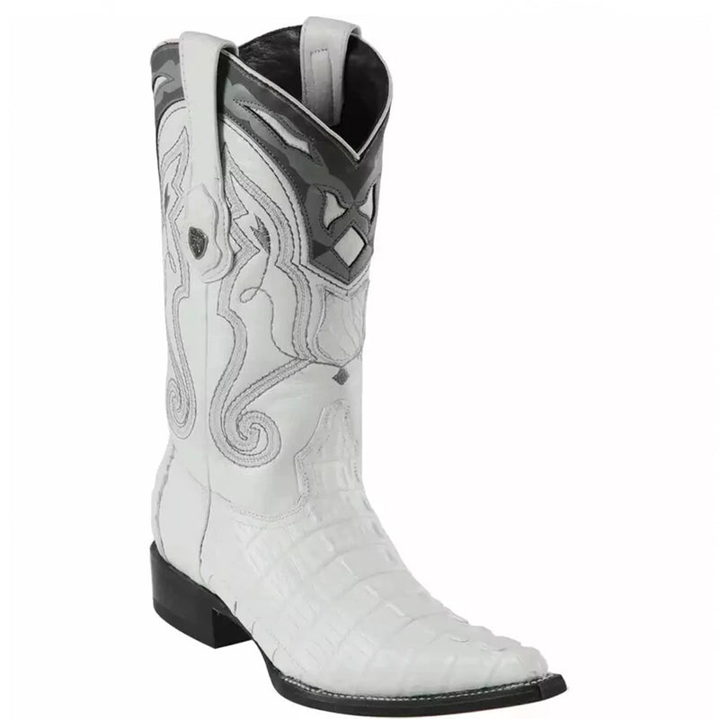 White Caiman Tail Pointy Cowboy Boots
