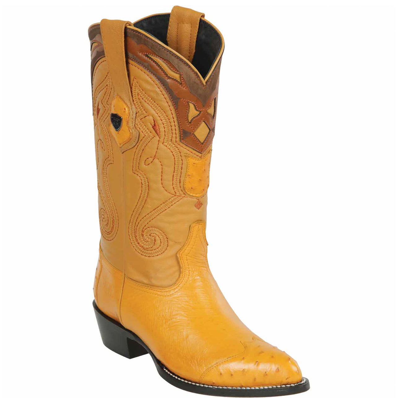 Smooth Ostrich Buttercup Wingtip Cowboy Boots Los Altos Boots