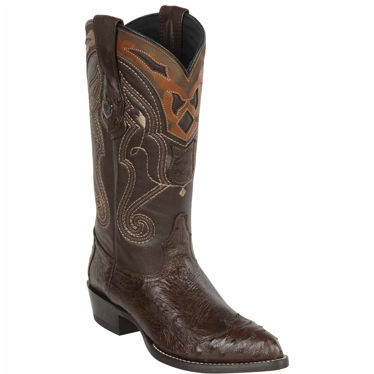 Smooth Ostrich Brown Wingtip Cowboy Boots Los Altos Boots