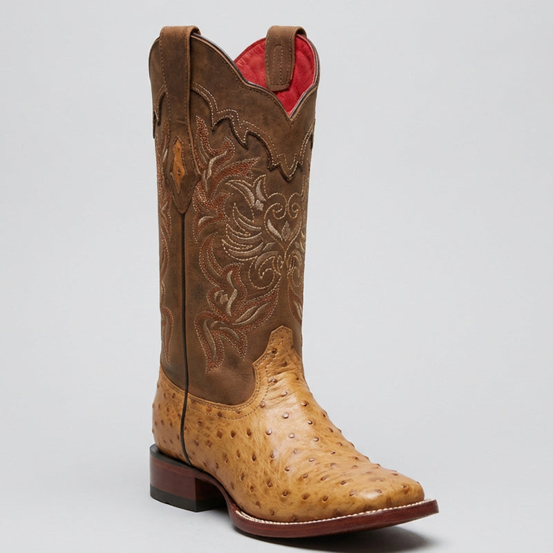 Los Altos Amber Ostrich Square Toe Cowgirl Boot
