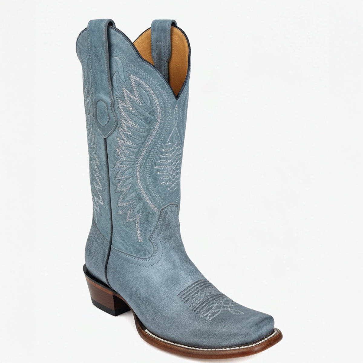 Vintage Blue Cowgirl Boots Semi Square Toe display picture 3