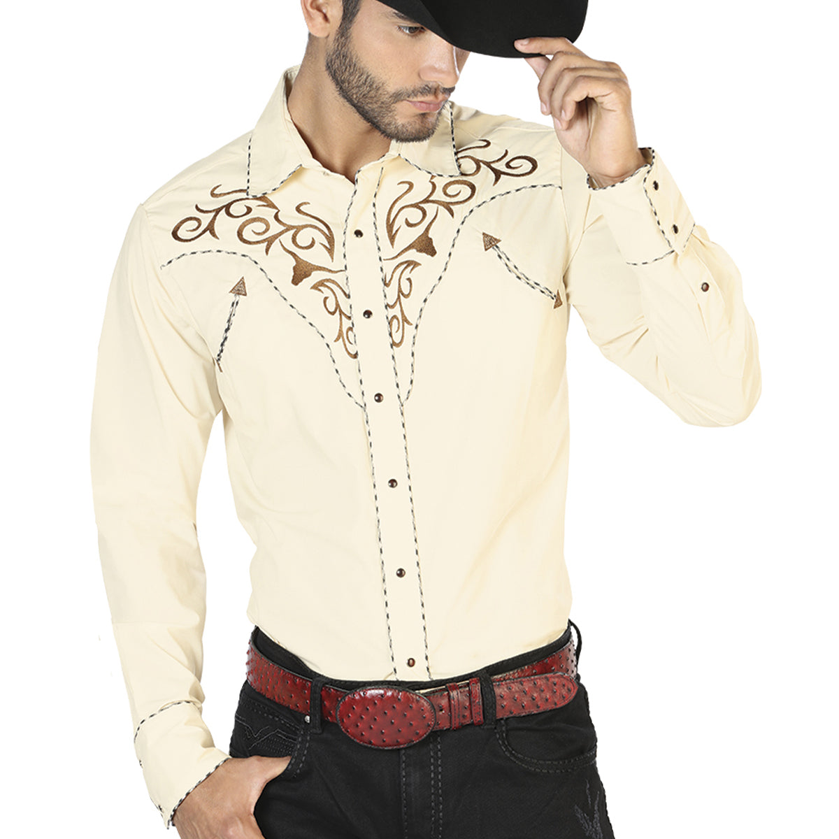 El General Embroidery Western Shirt Beige/Gold 40994 - CABALLERO / 4XL El General Embroidery Western Shirt Beige/Gold 40994 - CABALLERO / 4XL