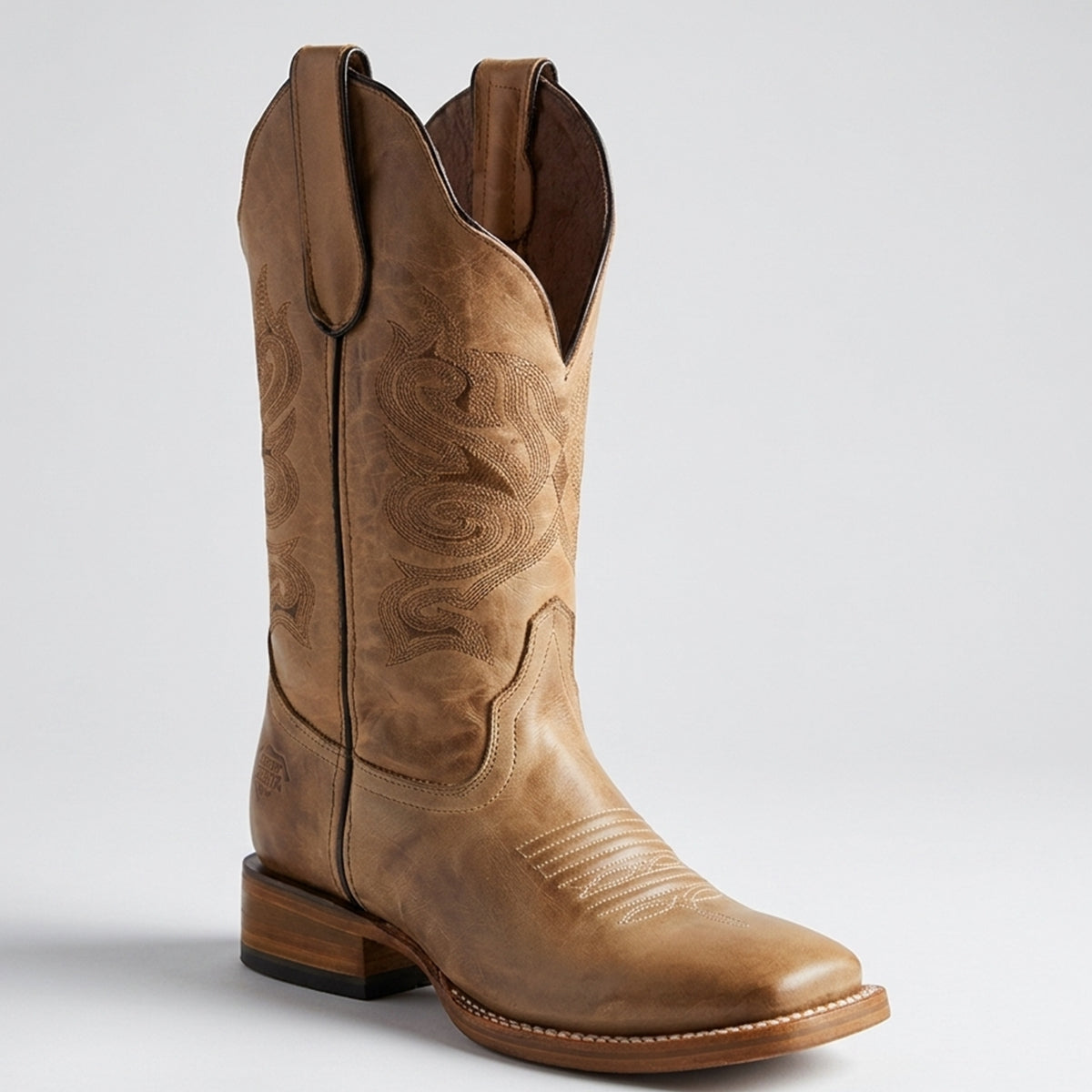 White Diamonds women's tan brown square toe cowboy boot.
