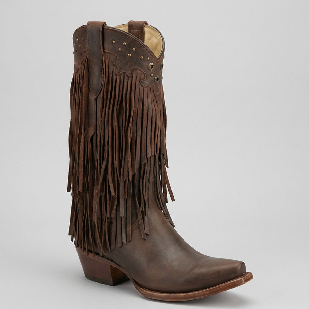 EL General Women's Brown Fringe Cowgirl Boot Snip Toe