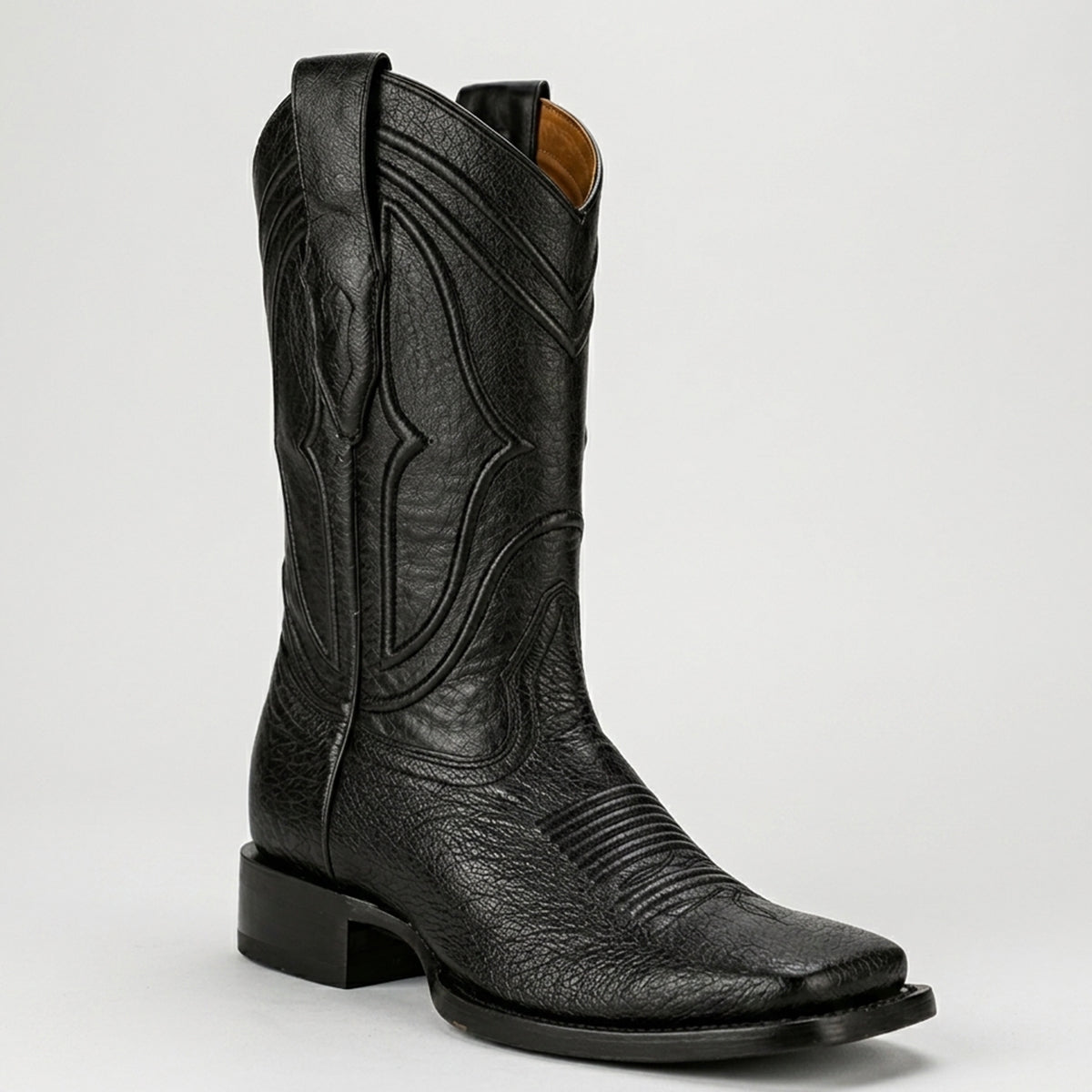 King Exotic men's black smooth ostrich belly square toe cowboy boot.
