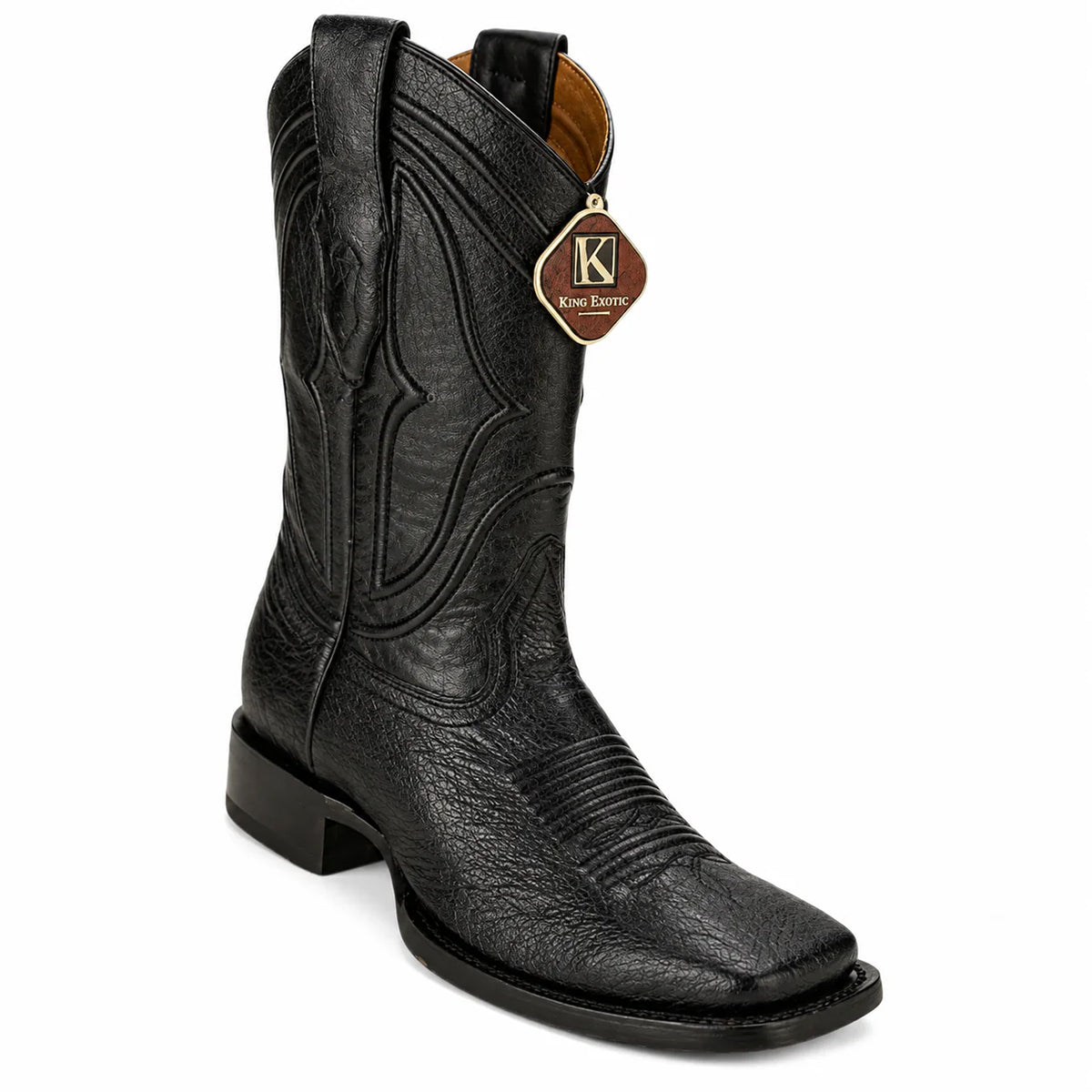 King Exotic men's black smooth ostrich belly square toe western boot.