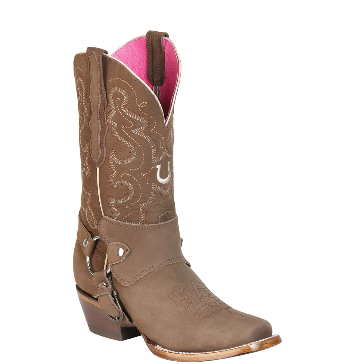 Short Brown Square Toe Cowgirl Boots