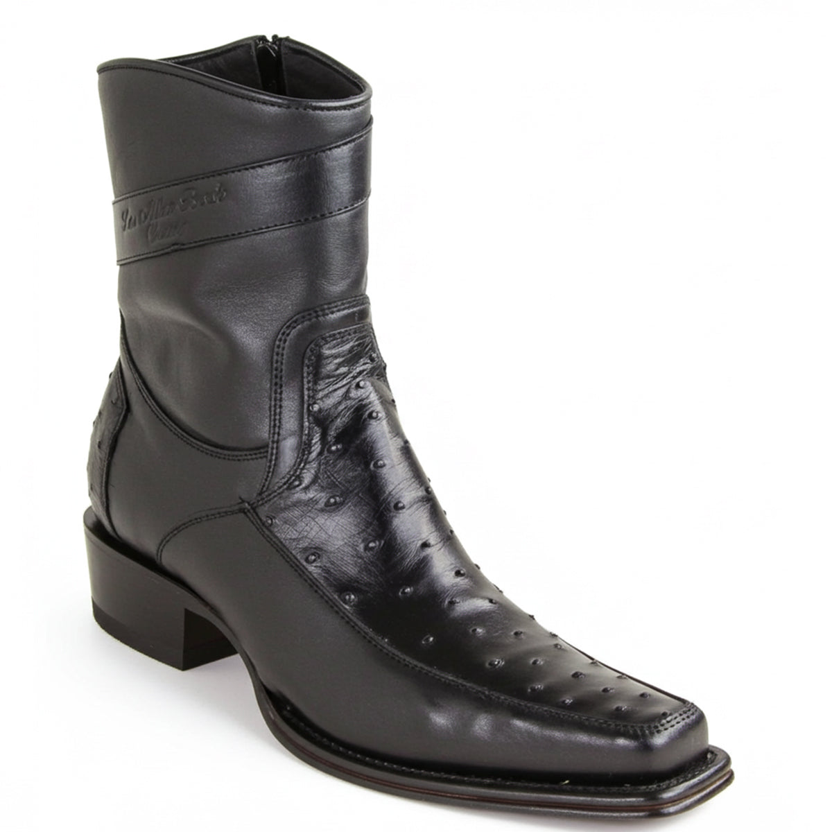 Los Altos Short Black Ostrich Boots European Toe