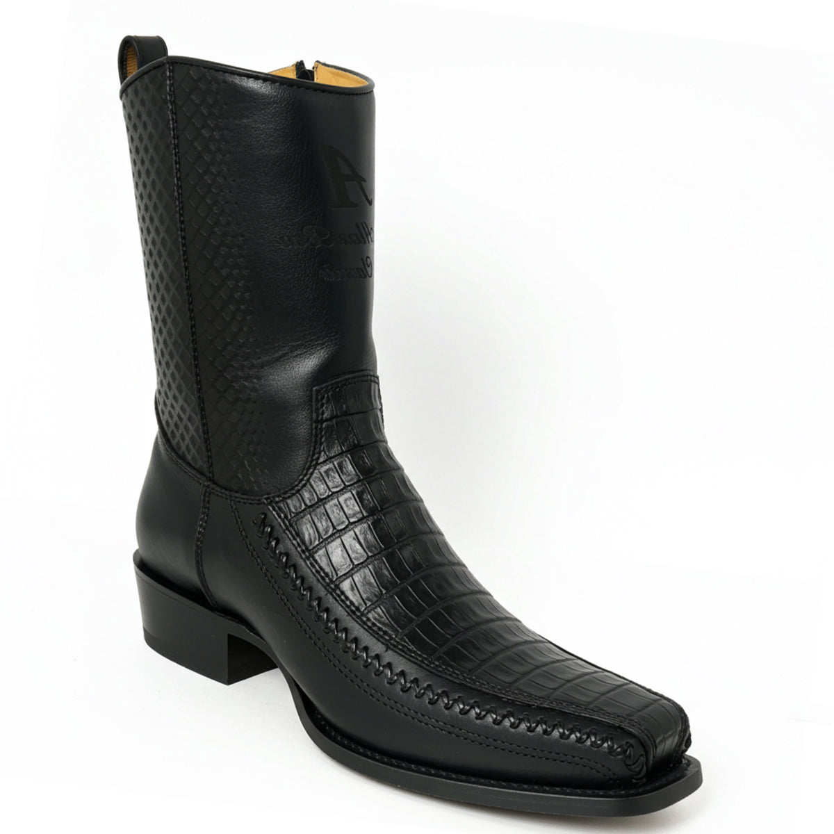 Los Altos Portugal Black Caiman Boot 7x Square Toe