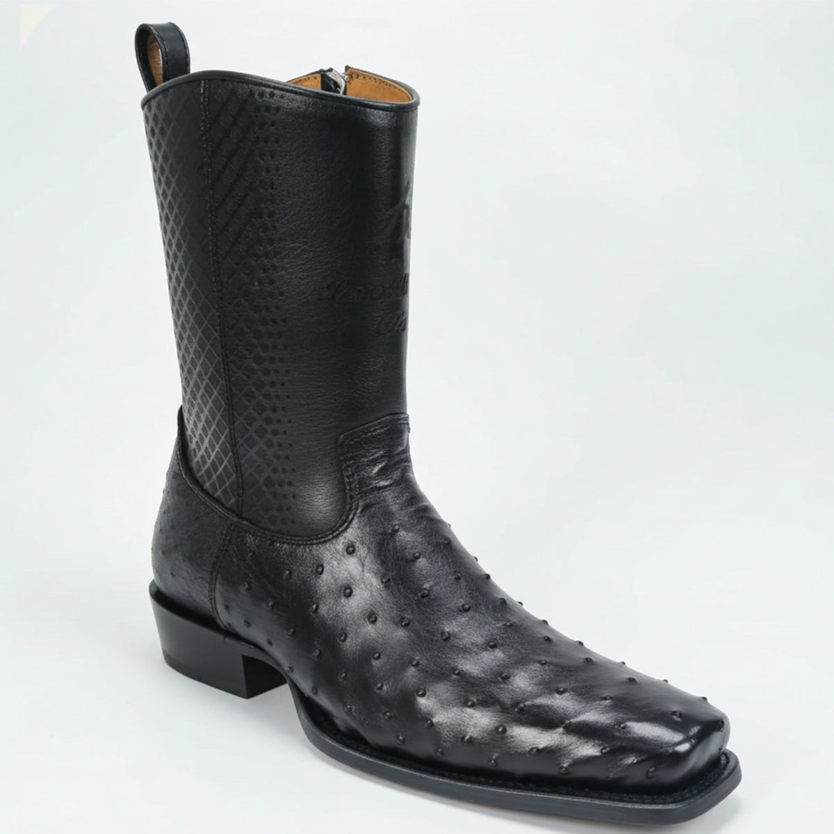 Los Altos Black Ostrich Western Boots 7x Square Toe