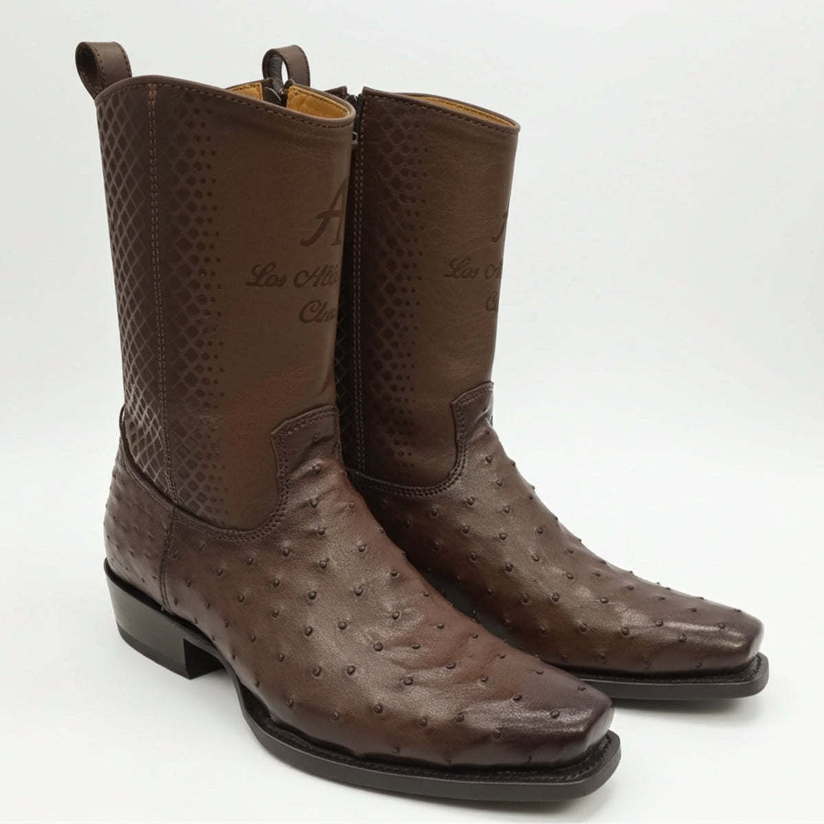 Los Altos Brown Ostrich Western Boots 7x Square Toe