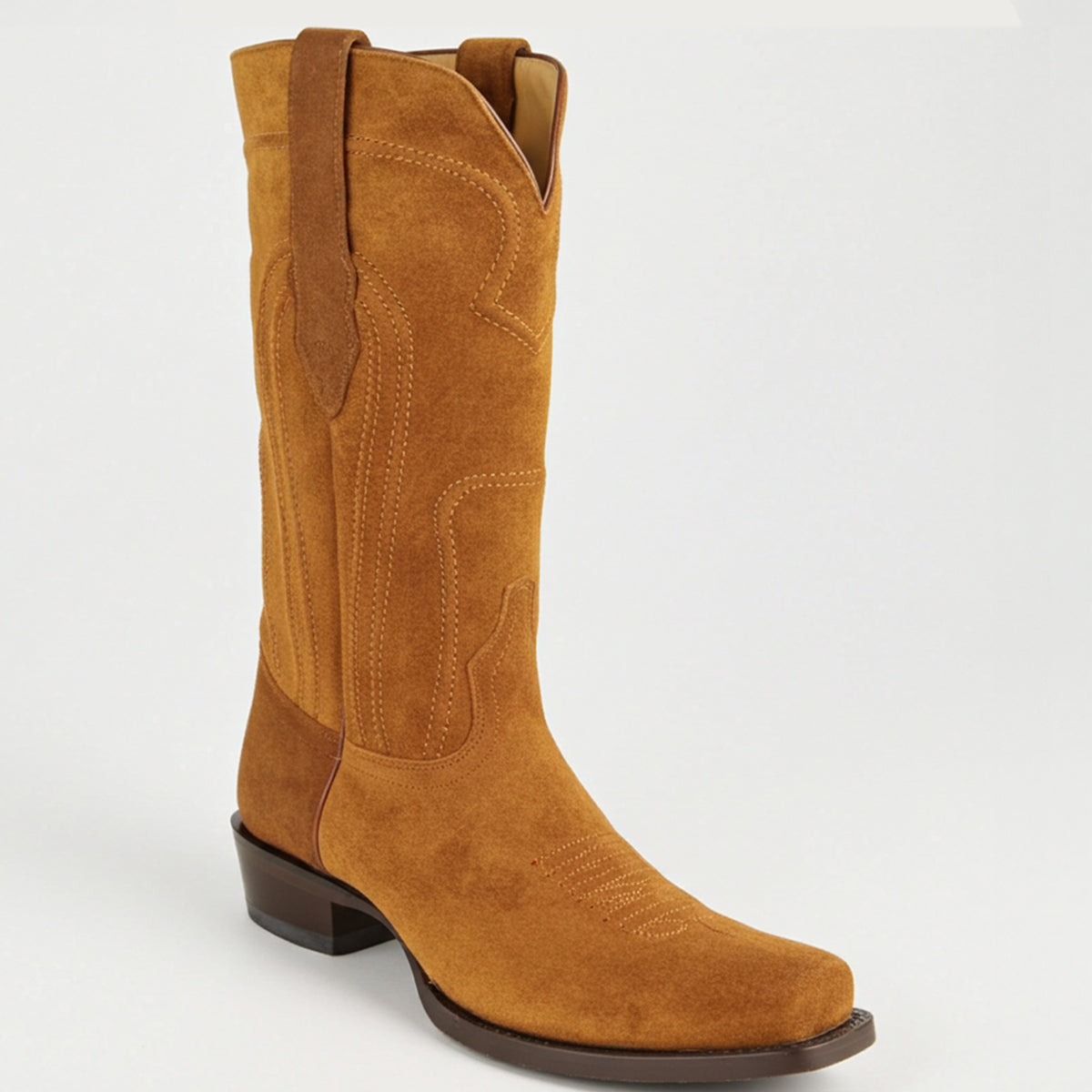 Los Altos Cognac Suede Western Square Toe Boot 7x