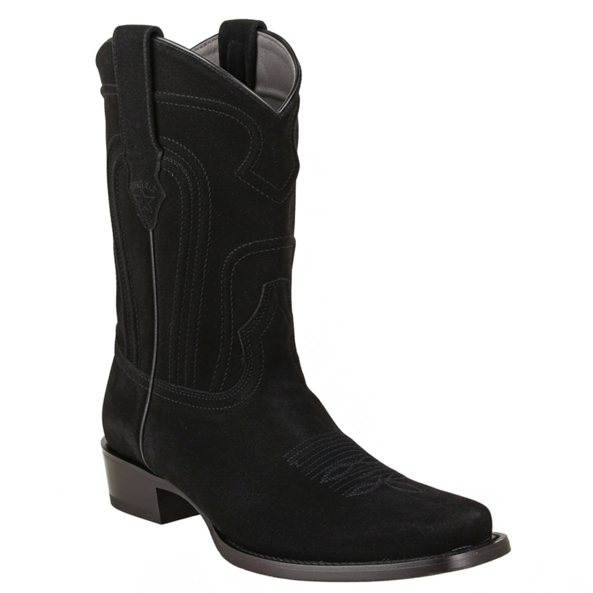 Los Altos Black Suede Western Square Toe Boot 7x