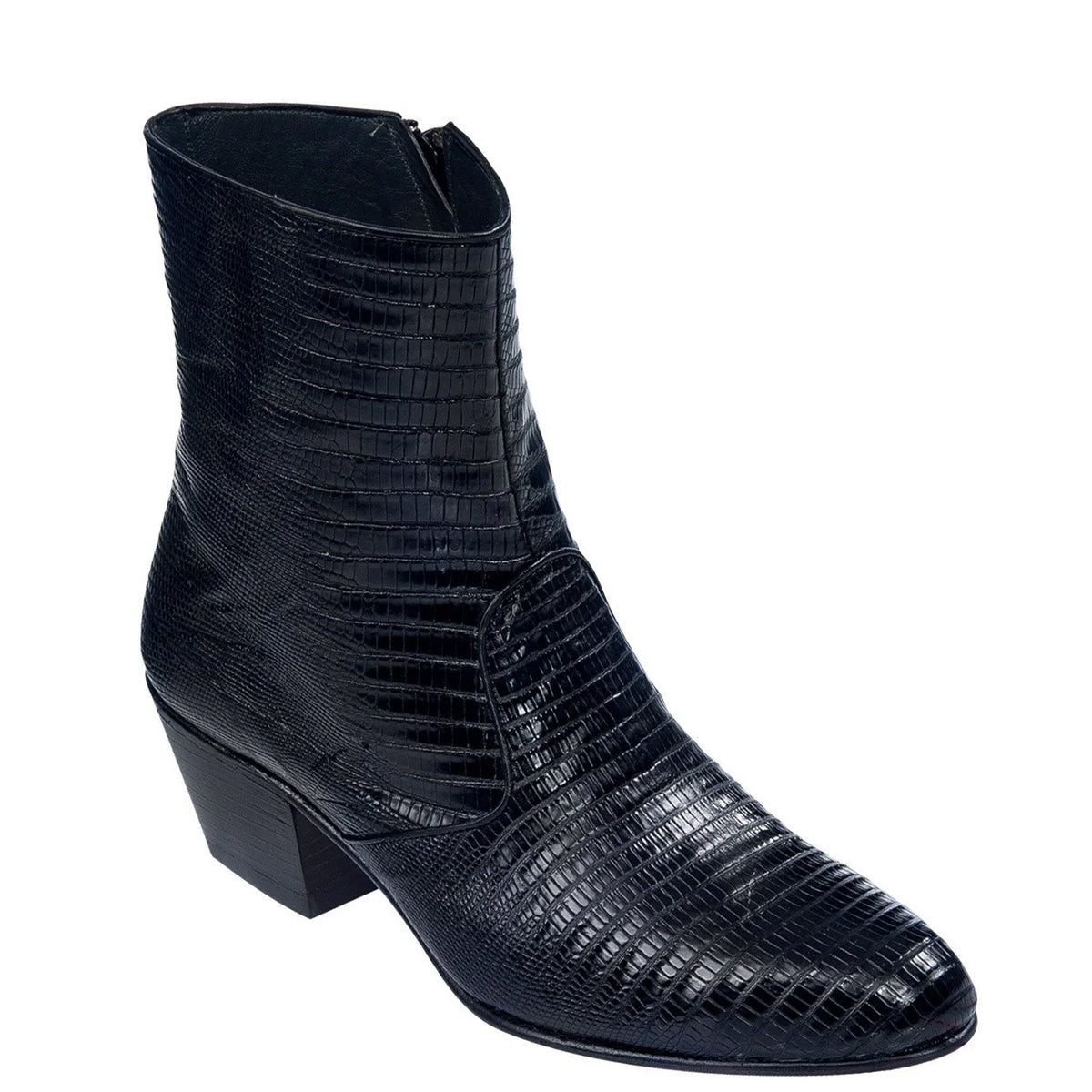 Mens Lizard Cuban Heel Ankle Boot