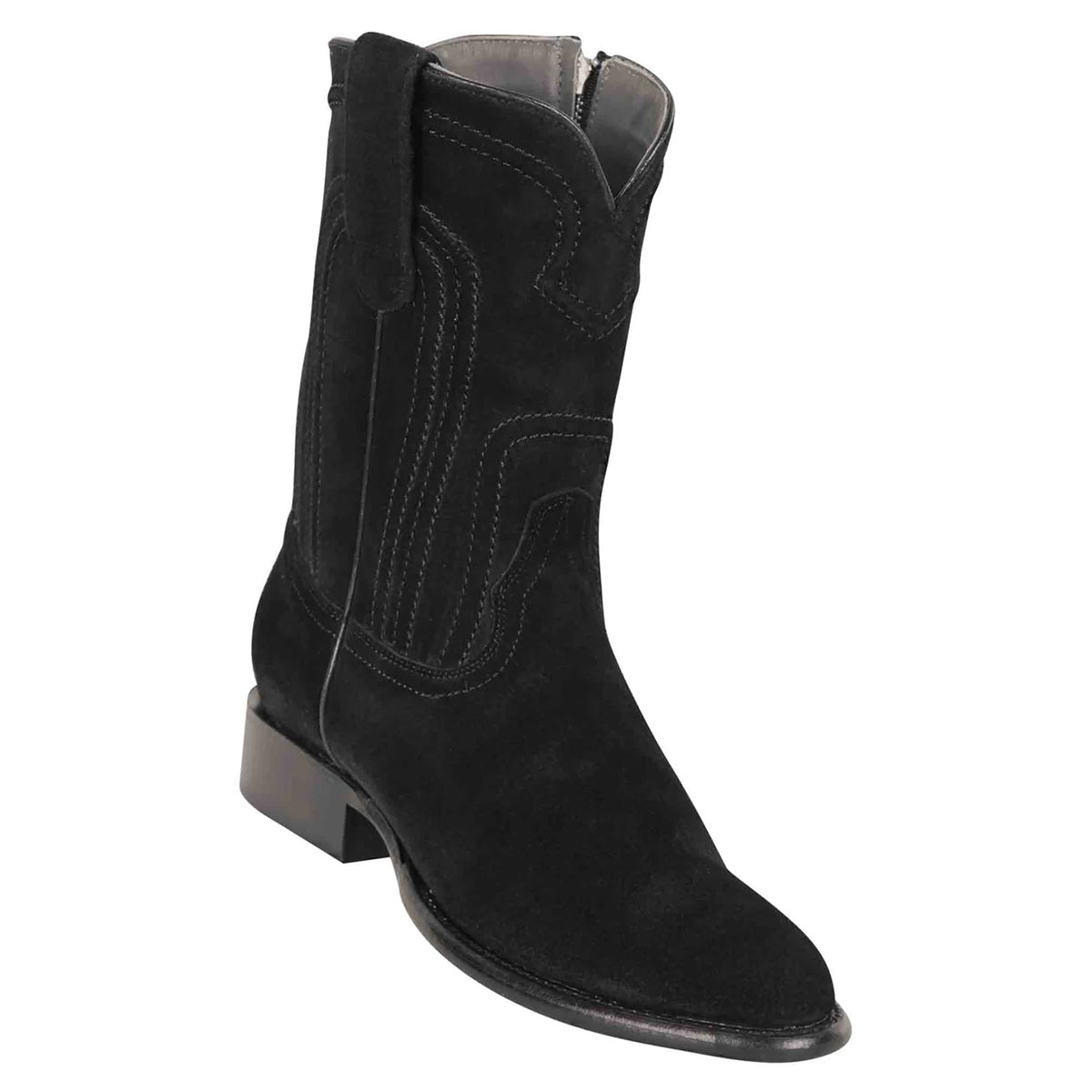 Los Altos Men's Roper Suede Western Boot With Side Zipper