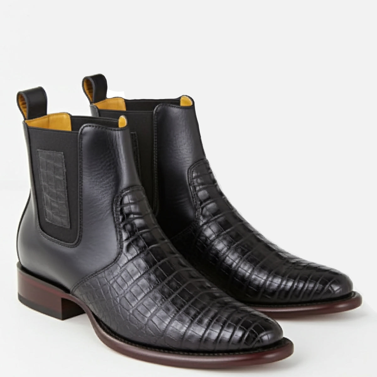 Black Caiman Chelsea Boots