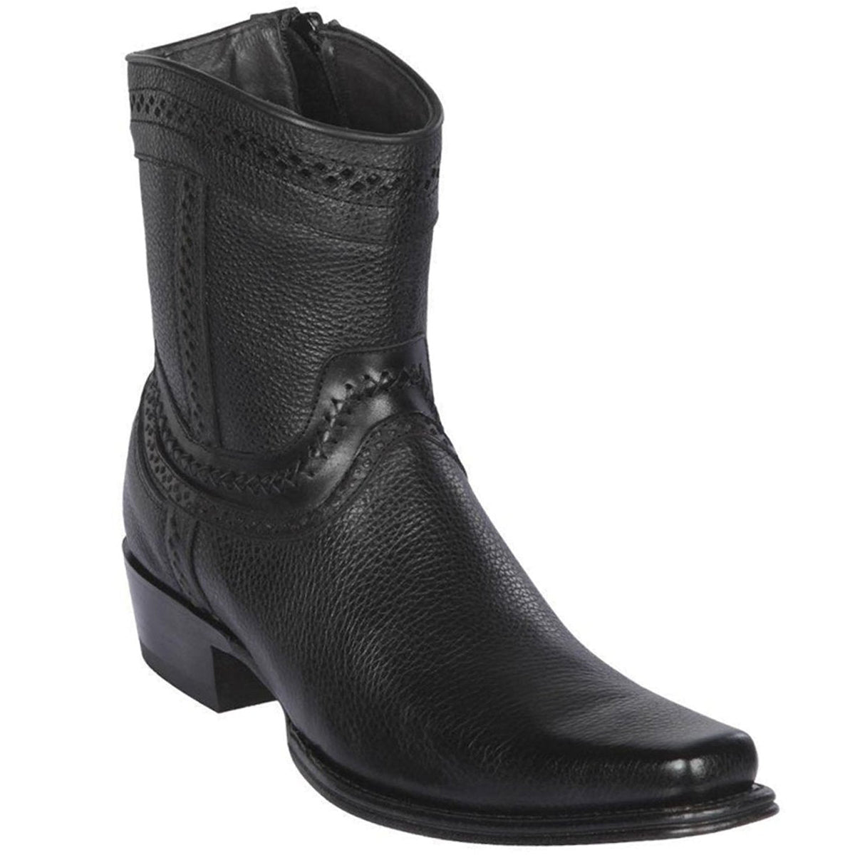 Short Black Western Boots Narrow Square Toe