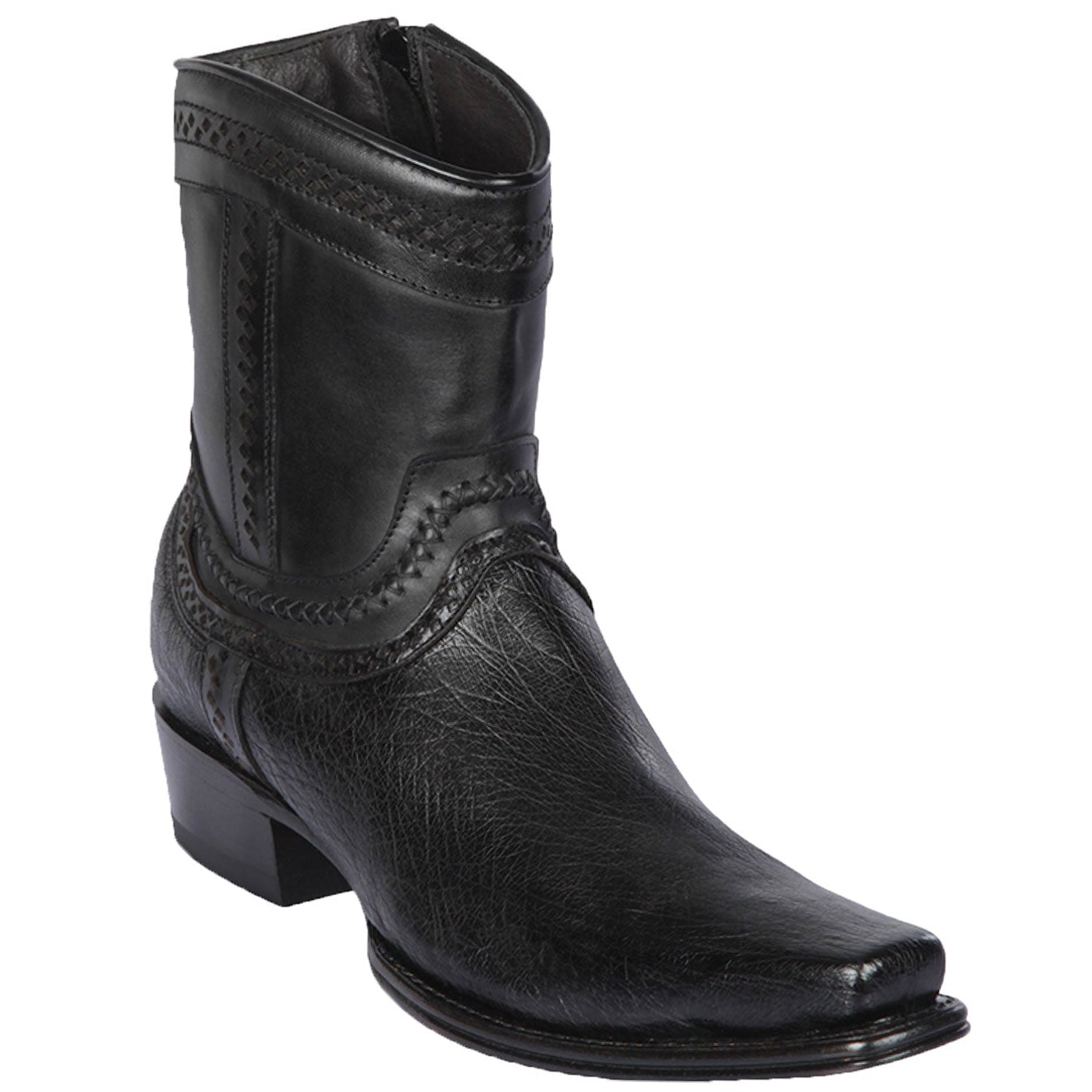 Smooth Ostrich Black Short Cowboy Boots - Los Altos Boots