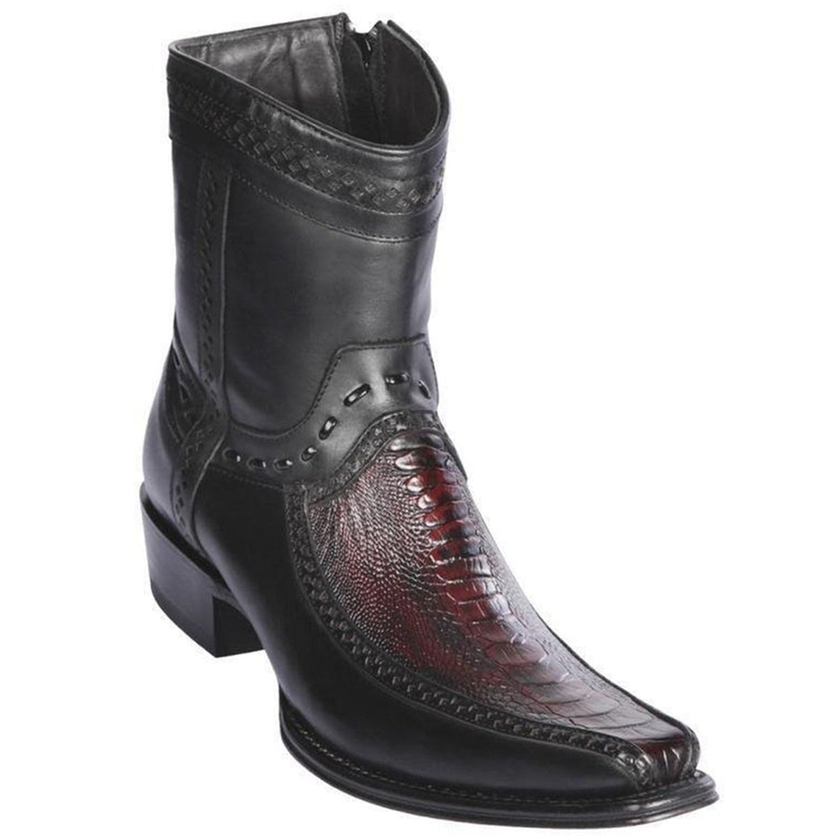 Ostrich Leg Black Cherry Short Western Boot